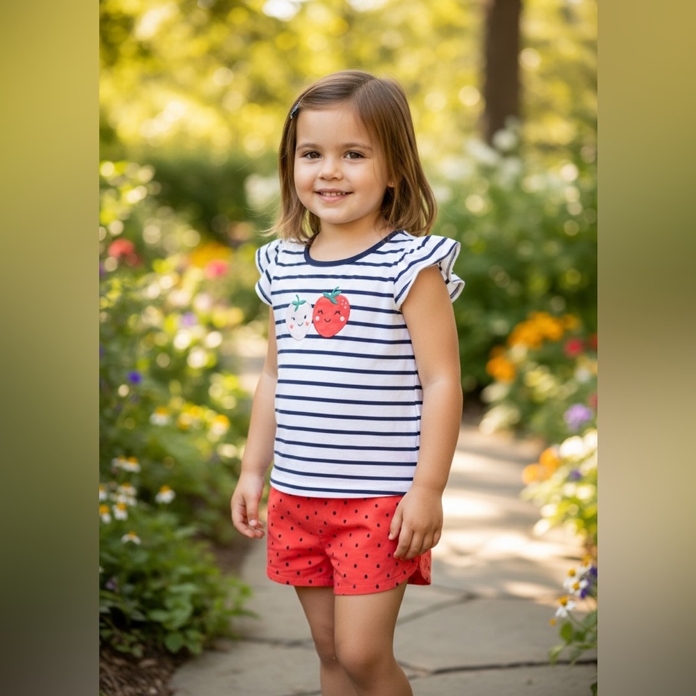Striped Top and Polka Dot Shorts Set